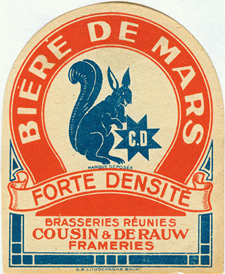 Etiquettes des bières de la brasserie Cousin-De Raux de Frameries